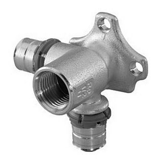 Cot terminal dublu Uponor cu sertizare, fixare rapidă şi talpă, 16-1/2" FI filet lung