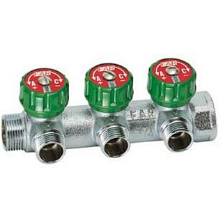 Distribuitor Multifar cu ventile 1” IE cu 3 circuite 3/4” FAR