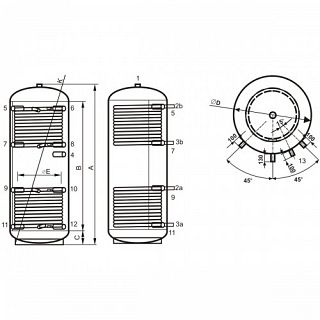 CONCEPT - REZERVOR DE ACUMULARE CU DOUĂ SERPENTINE 500 L/ 650 MM
