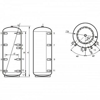 CONCEPT - REZERVOR DE ACUMULARE FĂRĂ SERPENTINĂ 300 L/ 500 MM