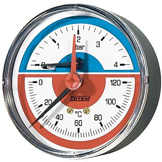 SITEM termomanometru cu închidere, cu racord axial posterior, Ø80 mm, 4 bar