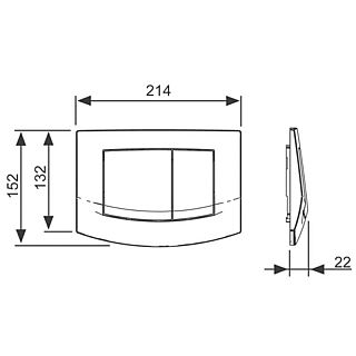 CLAPETĂ DE ACŢIONARE CULOARE CROM LUCIOS TECEAMBIA ÎN DOUĂ TREPTE, PENTRU SISTEME DE SPĂLARE TIP WC