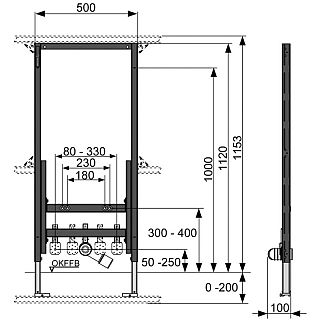 MODUL FRONTAL ÎNCASTRABIL TECE, PENTRU BIDEU MONTAT PE PERETE, ÎNĂLŢIME 1120 MM