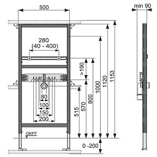MODUL FRONTAL, UNIVERSAL TECE PENTRU LAVOAR, INALTME 1120 MM