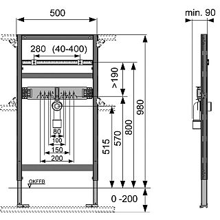 MODUL FRONTAL, UNIVERSAL TECE PENTRU LAVOAR, ÎNĂLŢIME 980 MM