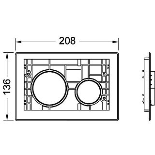 PLACĂ DE BAZĂ ŞI BUTOANE DE ACŢIONARE CROMATE MAT, ÎN DOUĂ TREPTE, PENTRU SISTEME DE SPĂLARE TIP WC PENTRU SISTEM MODULAR DE CLAPETE TECELOOP