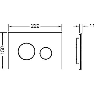 CLAPETĂ DE ACŢIONARE CULOARE NEAGRĂ, BUTOANE CROMATE MAT, TECELOOP ÎN DOUĂ TREPTE, DIN STICLA, PENTRU SISTEME DE SPĂLARE TIP WC