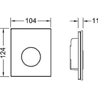 CLAPETĂ DE ACŢIONARE NEAGRĂ, BUTON CROMAT MAT, TECELOOP ÎNTR- O SINGURĂ TREAPTĂ, PENTRU SISTEME DE SPĂLARE TIP URINAL, INCLUSIV CARTUŞ DE SPĂLARE