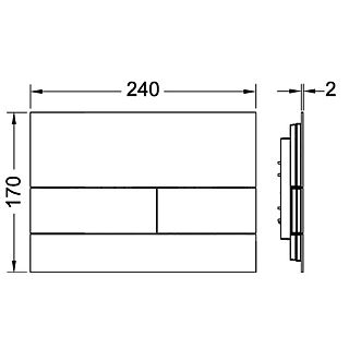 CLAPETĂ DE ACŢIONARE ÎN DOUĂ TREPTE, DIN OŢEL INOX MAT, TECESQUARE , PENTRU SISTEME DE SPĂLARE TIP WC