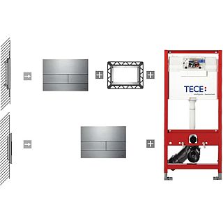 CLAPETĂ DE ACŢIONARE ÎN DOUĂ TREPTE, DIN OŢEL INOX, CROMAT LUCIOS TECESQUARE , PENTRU SISTEME DE SPĂLARE TIP WC